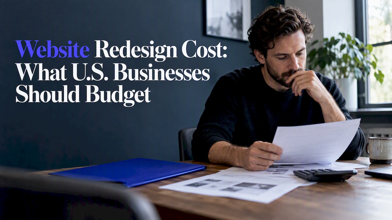 Business owner reviewing website redesign estimate